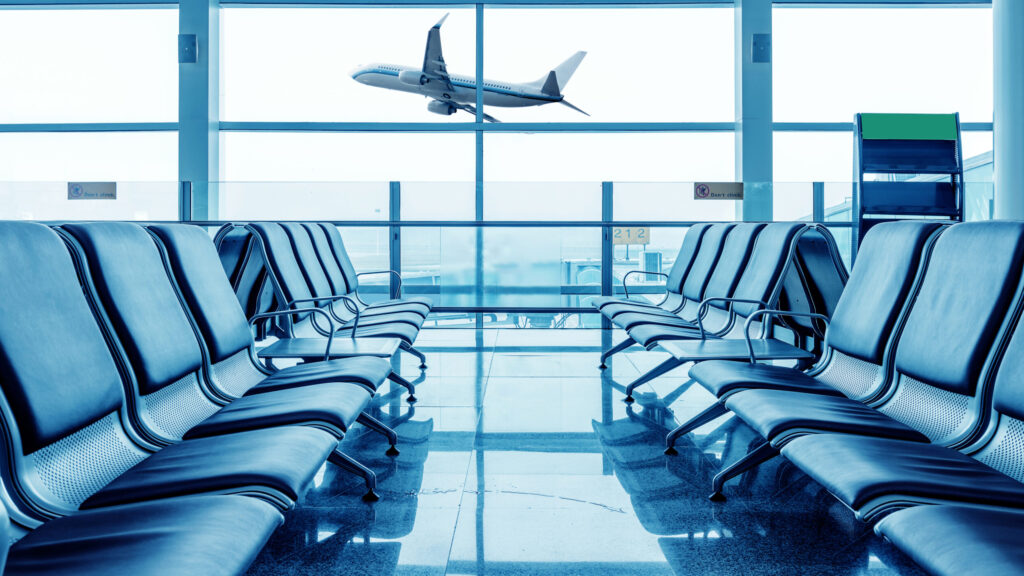 Bench in the shanghai pudong airport.interior of the airport.